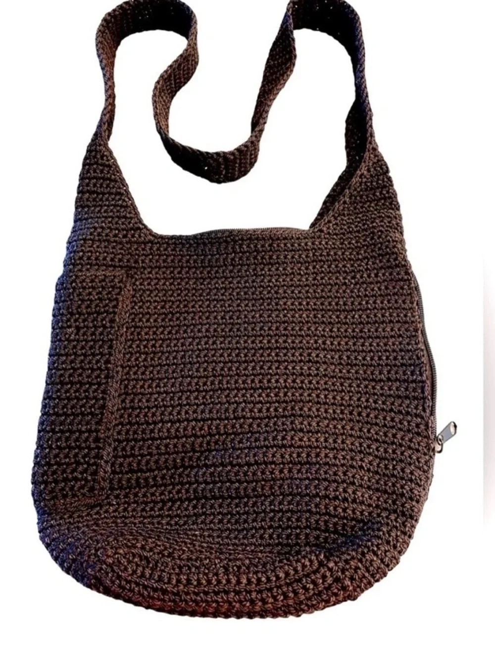 Kaela Brown Boho Crocheted Knit Hobo Shoulder Bag
